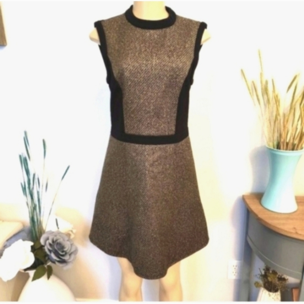 Tibi Black and Tan  Mini Dress